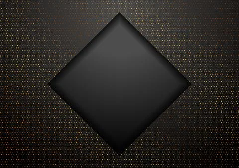 Geometric tech black square background with golden dots Stock Illustration