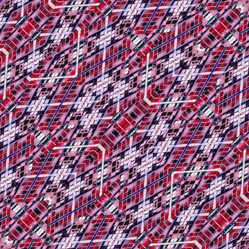 Geometric Tech Pattern Digital collage technique ornate seamless pattern d... Stock Photos