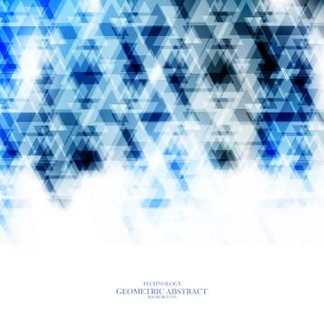 Geometric technological blue triangle abstract background vector Stock Illustration