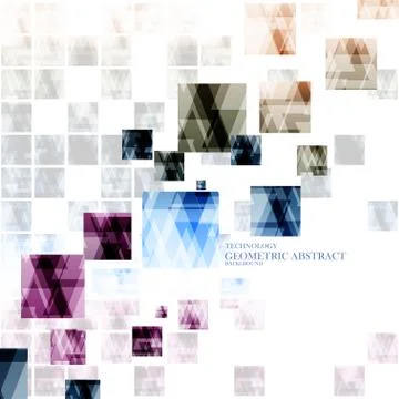 Geometric technological digital abstract modern square scattered background v Stock Illustration