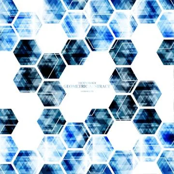Geometric technological digital blue hexagon abstract background vector Stock Illustration