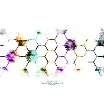 Geometric technological digital multi color hexagon abstract background vecto Stock Illustration