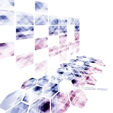 Geometric technological reflected hexagon perspective abstract background vec Stock Illustration