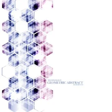Geometric technological reflected hexagon vertical abstract background vector Stock Illustration