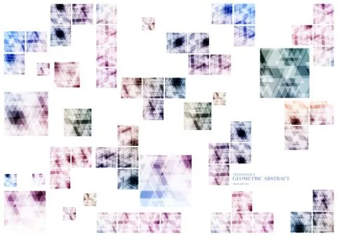 Geometric technological various connection square abstract background vector Stock Illustration