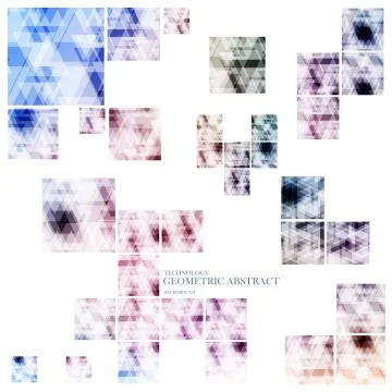Geometric technological various square abstract background vector Stock Illustration