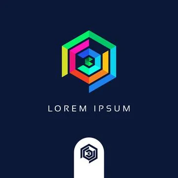 Geometric Technology Logo Design Vector Illustration, logo for technology, Illustrazione stock
