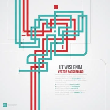 Geometric template with blue and red crossing lines. Stock Illustration