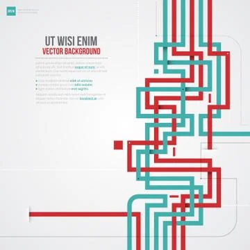 Geometric template with blue and red crossing lines. Stock Illustration