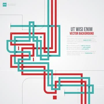 Geometric template with blue and red crossing lines. Stock Illustration