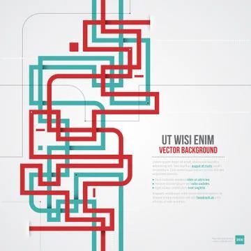 Geometric template with blue and red crossing lines. Stock Illustration