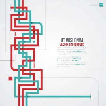 Geometric template with blue and red crossing lines. Stock Illustration