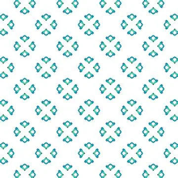 Geometric textile patterns in turquoise color on white background Stock Illustration