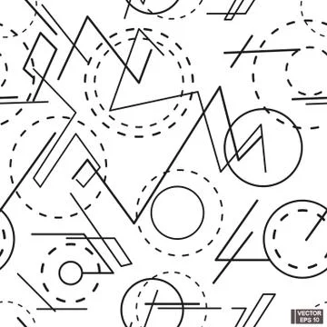 Geometric texture with circles and lines. Seamless patterns. Stockillustratie