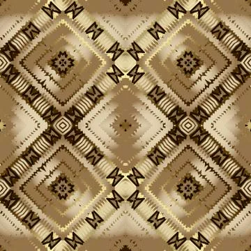 Geometric textured embroidery seamless pattern, Dirty abstract tapestry Stock Illustration