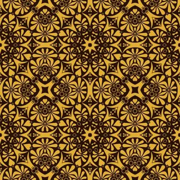 Geometric, Thai pattern, yellow, black background, vector file Stock Illustration