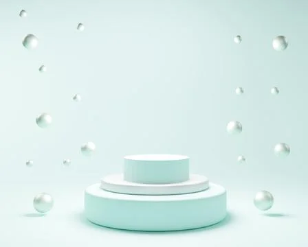 Geometric three step blue cylinder podium platform for cosmetic product prese Stock Illustration