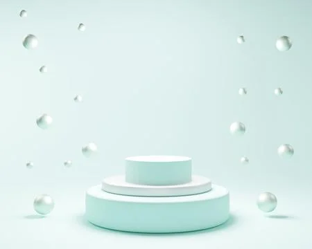 Geometric three step blue cylinder podium platform for cosmetic product Stock Illustration