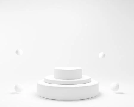 Geometric three step white cylinder podium platform for cosmetic product Stock Illustration