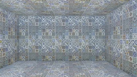 Geometric tile cube room. Stock Footage 265522277