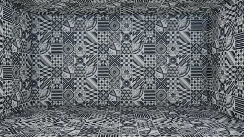 Geometric tile cube room. Stock Footage 265546023