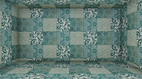 Geometric tile cube room Stock Footage 265546374