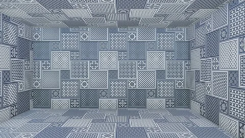 Geometric tile cube room Stock Footage 265546472
