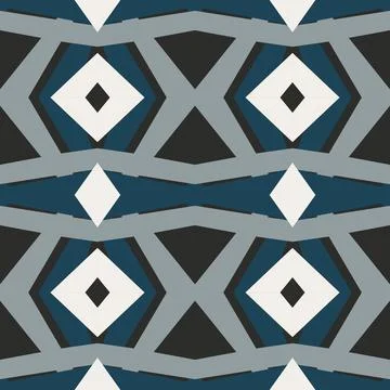Geometric tile Ethnic patchwork seamless repeat pattern vector illustration B Stock Illustration