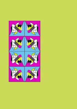 Geometric Tile Grid with Symmetrical Abstract Patterns 库存插图