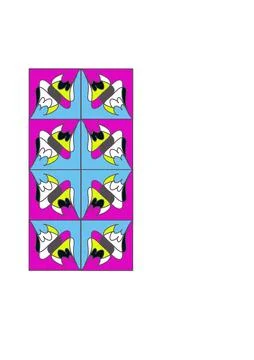 Geometric Tile Grid with Symmetrical Abstract Patterns 库存插图