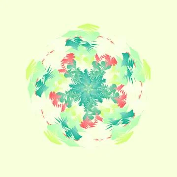 Geometric tile mandala rendered in deep teal, sea foam, bright leaf, laser lemon Stock Illustration