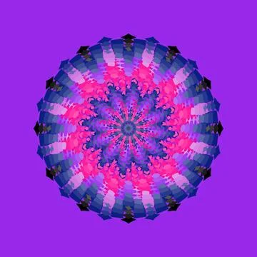 Geometric tile mandala rendered in gold dust, orchid pop, royal violet, ink blac Ilustração Stock