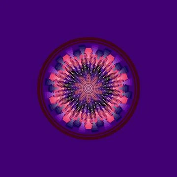 Geometric tile mandala in witch light, deep purple, cosmic abyss, eternal black, Stock Illustration