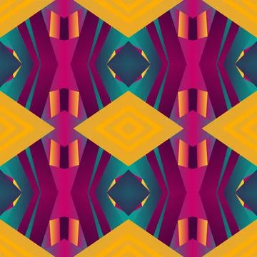 Geometric tile patchwork seamless pattern vector illustration Neon bright gra イラスト素材