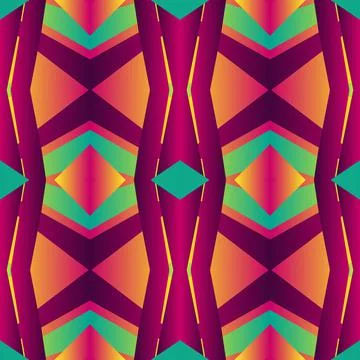 Geometric tile patchwork seamless pattern vector illustration Neon gradient m 스톡 일러스트