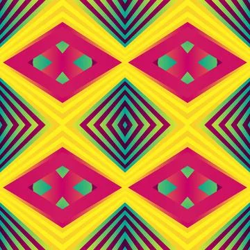 Geometric tile patchwork seamless pattern vector illustration Neon gradient y 스톡 일러스트