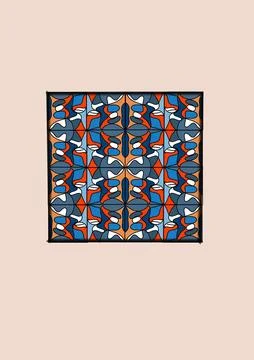Geometric Tile Pattern Abstract Graphic Design Square Composition Illustrazione stock
