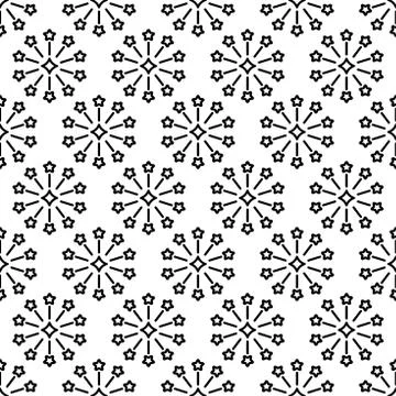 Geometric tiny black star design circle seamless pattern. Illustrazione stock