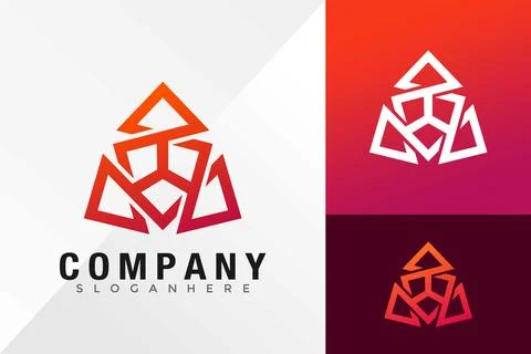 Geometric Tirangle Unity Logo Design Vector illustration template イラスト素材