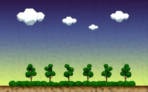 Geometric tree landscape of a countryside Stock Illustration