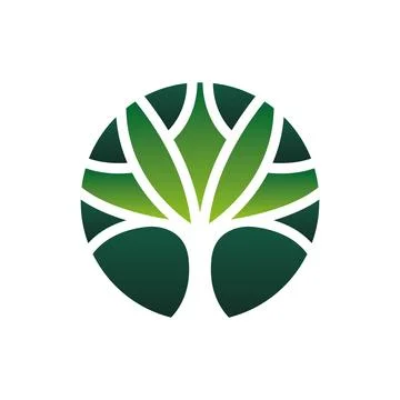 Geometric Tree Logo Design Green Growth Emblem Stock Illustration