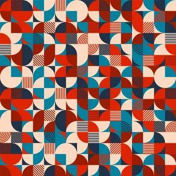 Geometric trendy pattern, Bauhaus style. Modern colorful background with simple Illustrazione stock