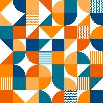 Geometric trendy pattern, Bauhaus style. Modern colorful background with simple Stock Illustration