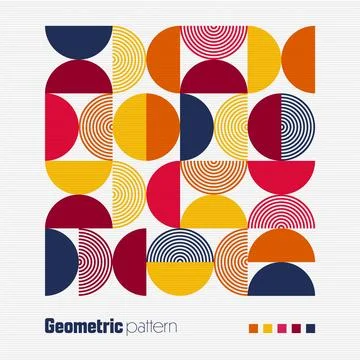 Geometric trendy pattern, Bauhaus style. Modern colorful background with simple Stock Illustration
