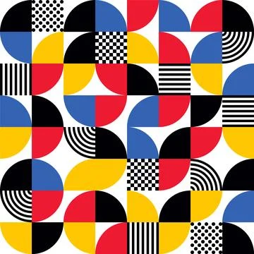 Geometric trendy pattern, Bauhaus style. Modern colorful background with simple Stock Illustration