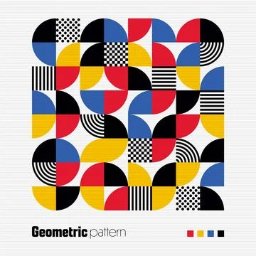 Geometric trendy pattern, Bauhaus style. Modern colorful background with simple Stock Illustration