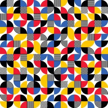 Geometric trendy pattern, Bauhaus style. Modern colorful background with simple Illustrazione stock