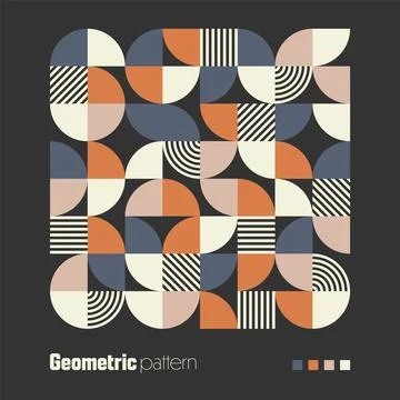 Geometric trendy pattern, Bauhaus style. Modern colorful background with simple Stock Illustration