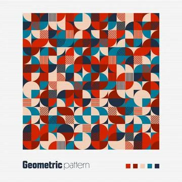 Geometric trendy pattern, Bauhaus style. Modern colorful background with simple Stock Illustration