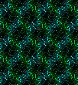 Geometric triangle curved pattern with blue green lines Stock Illustration